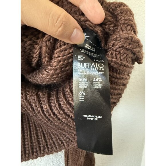 Buffalo David Bitton Greta Cable Knit Wool Brown Pullover Sweater Boho Cottage L - Picture 8 of 10